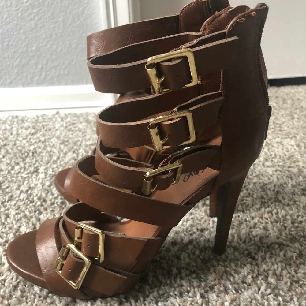 Strappy high heels